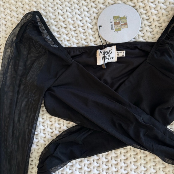Princess Polly black mesh tie top - Picture 4 of 4